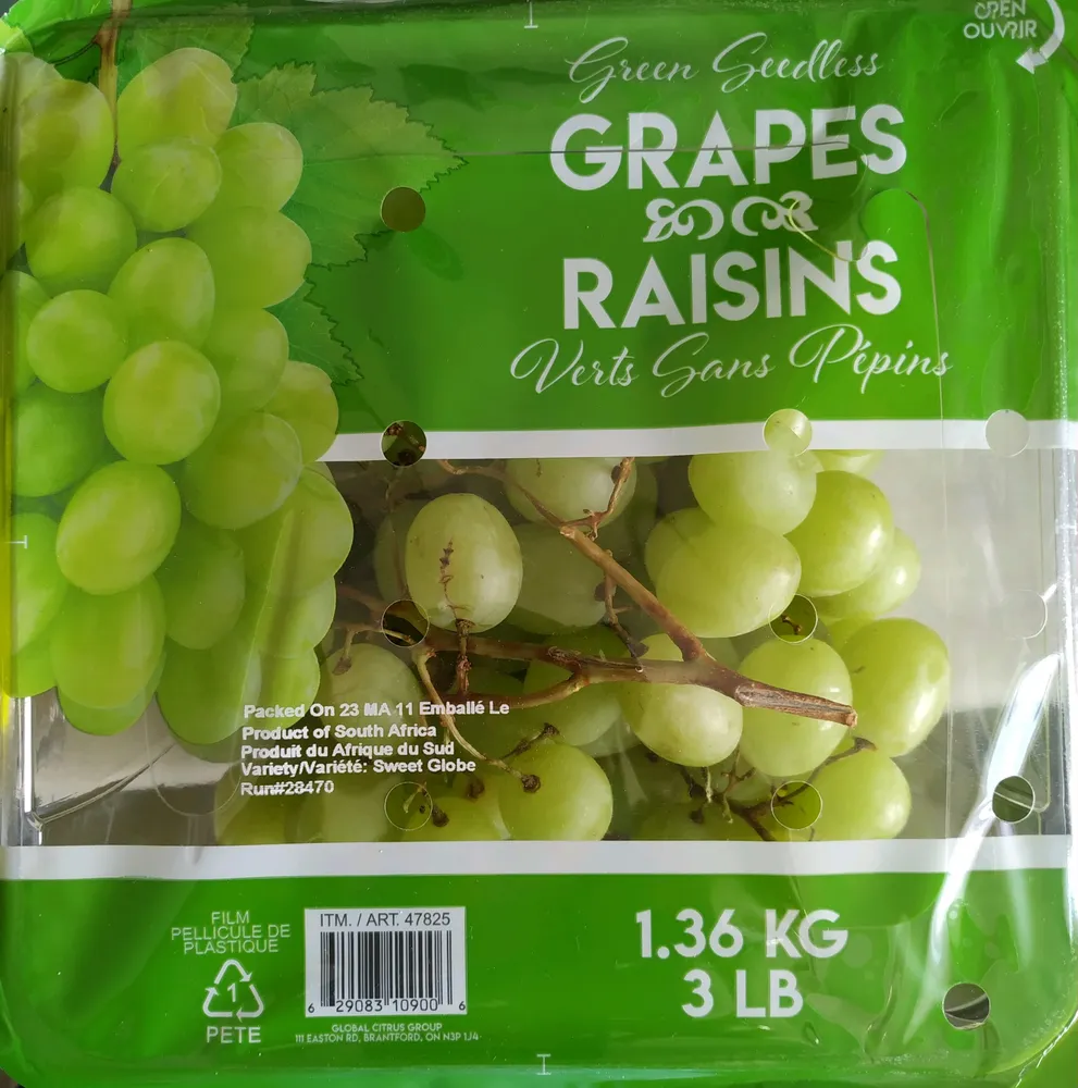 Green seedless grapes