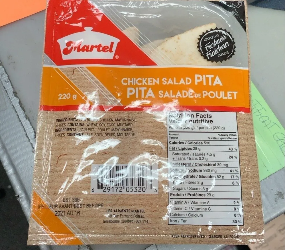 Pita salade de poulet