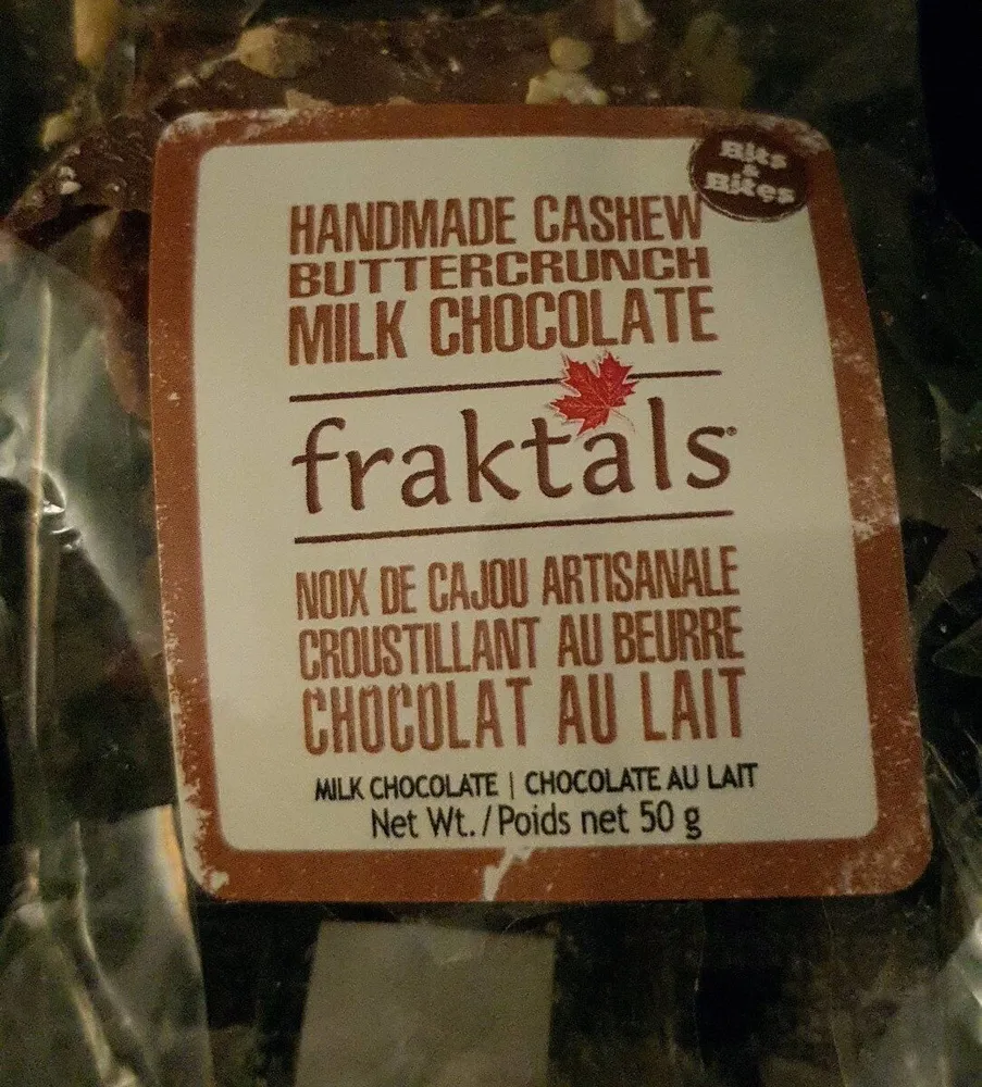Handmade cashew buttercrunch milk chocolate