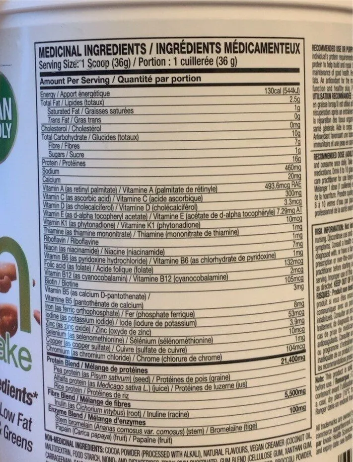 Protein nutritional shake