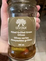 Pitted grilled green olives
