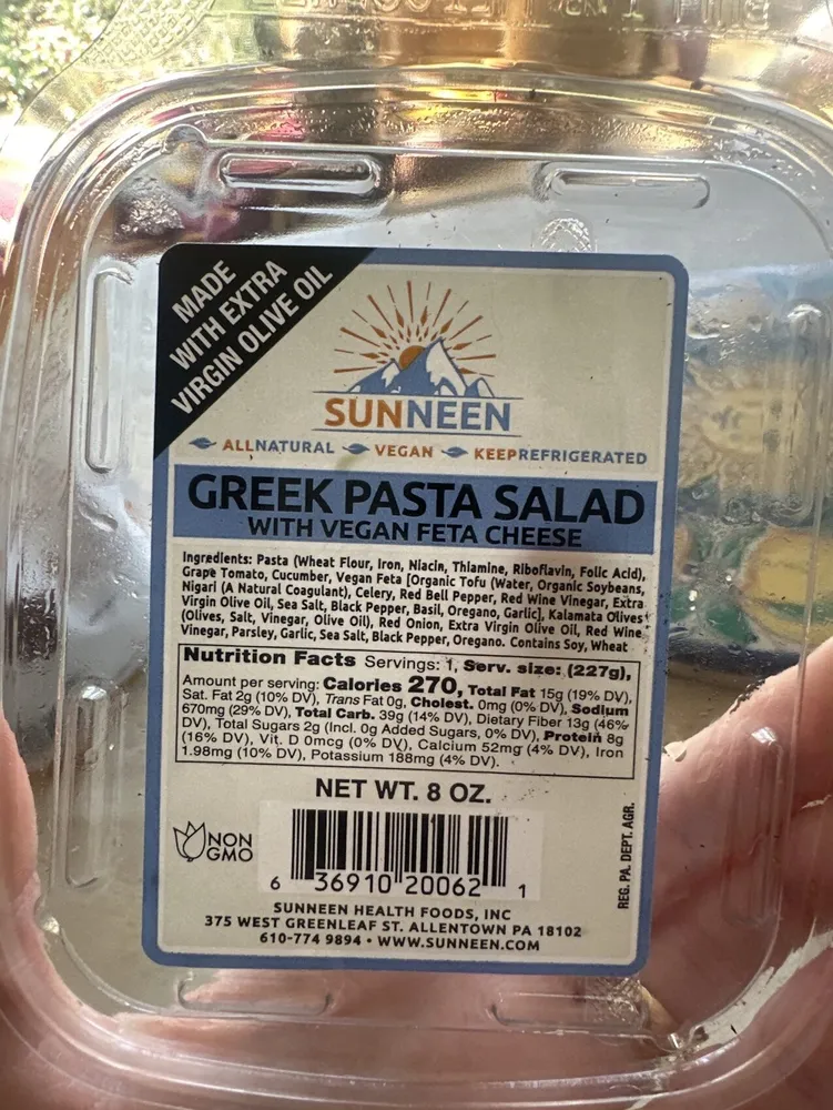 Greek Pasta Salad With Vegan Feta Cheese