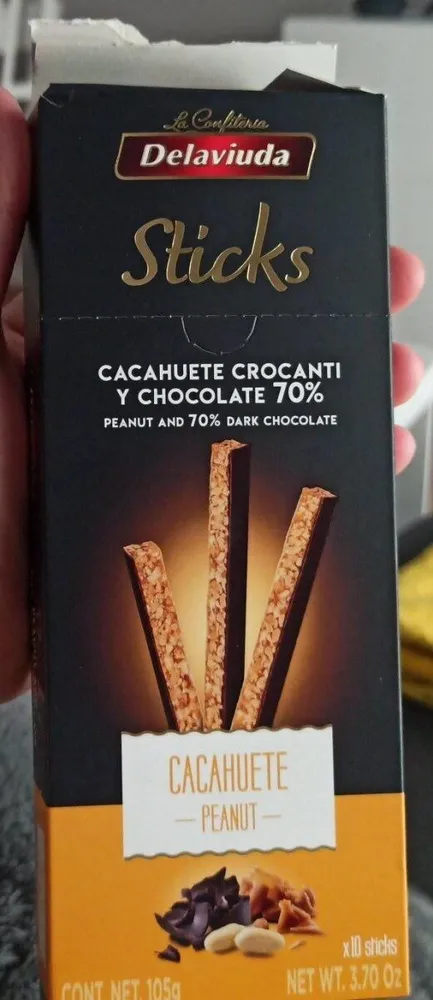 Sticks cacahuete chocante y chocolate 70