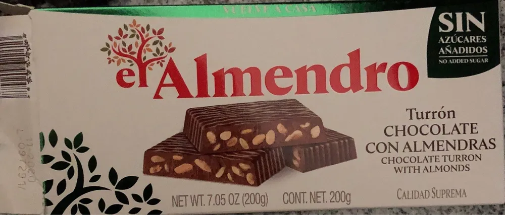 Turrón chocolate con almendras