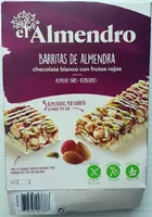 Barritas de almendra chocolate blanco con frutos rojos