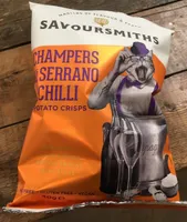 Champers and serrano chili potato crisps