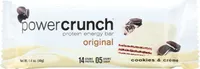 Power crunch, protein energy bar, original, cookies & creme