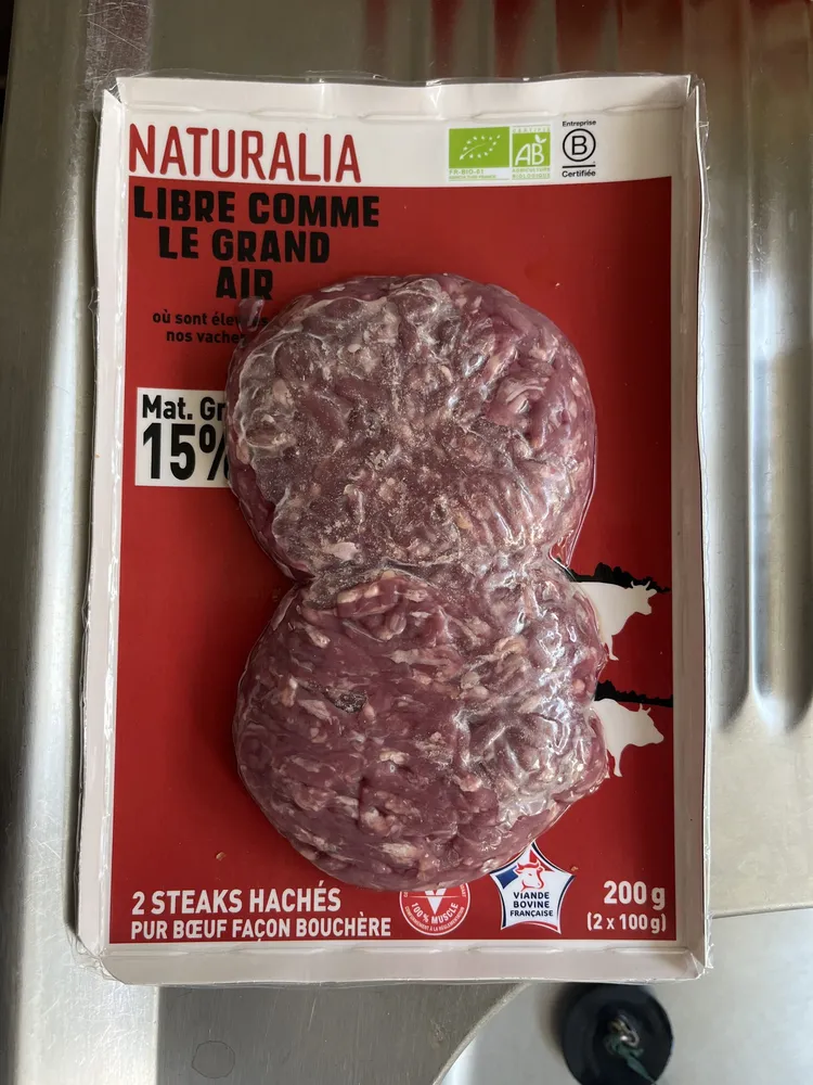 2 steaks hachés façon bouchère 15% MG