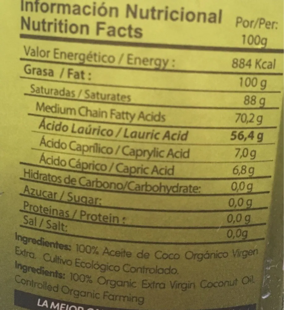 Aceite de coci virgen estra ecologico