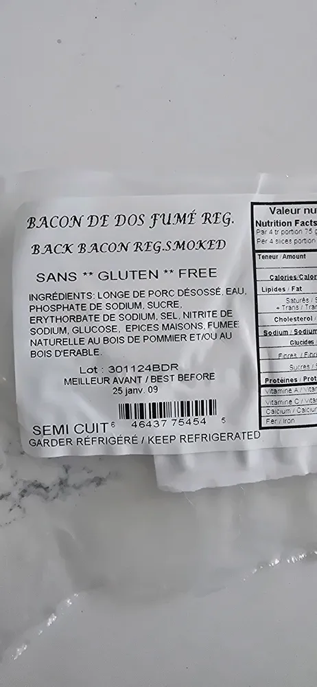 Bacon de dos fume regulier