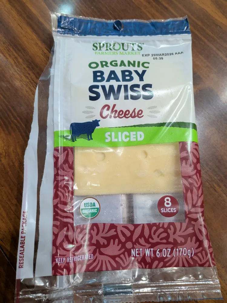 Organic Baby Swiss Cheese Sliced