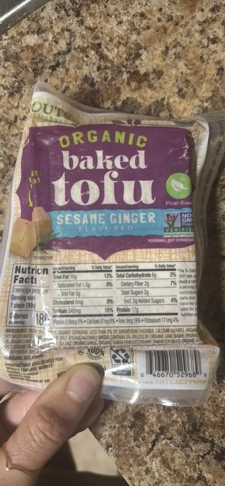 Organic baked tofu Sesame Ginger flavored