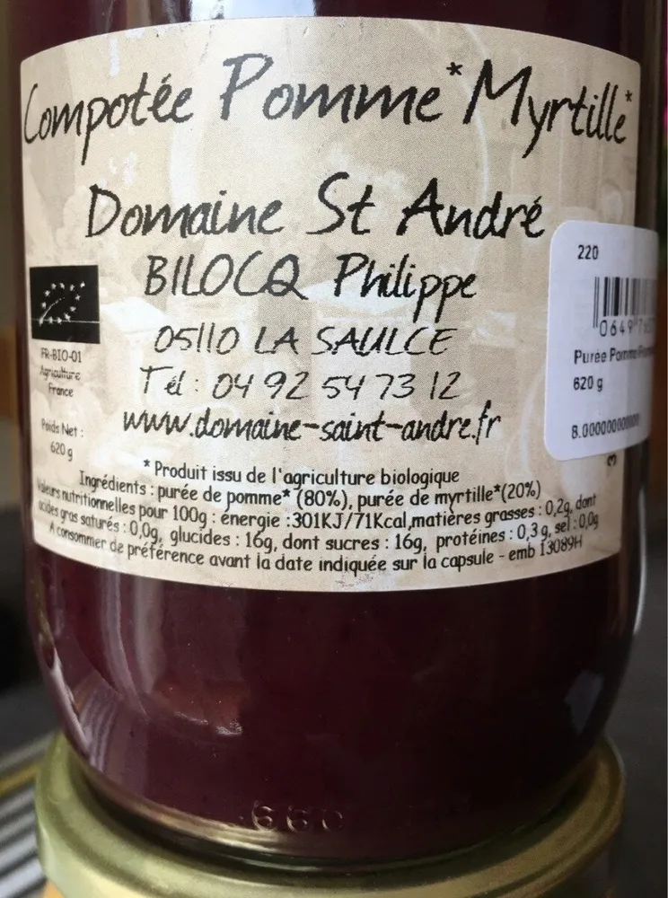 Compote Pomme Myrtille