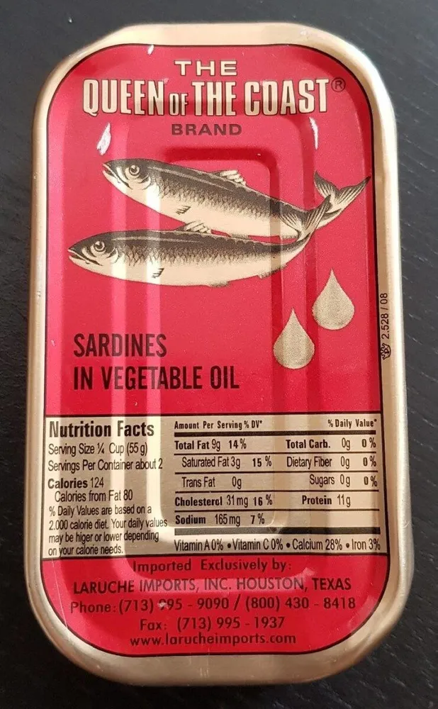 Sardines in vegetable oil 4 3/8 oz