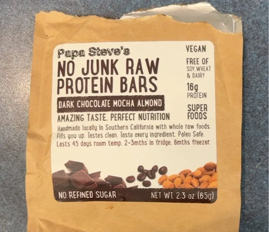 NO JUNK RAW PROTEIN BARS DARK CHOCOLATE MOCHA ALMOND