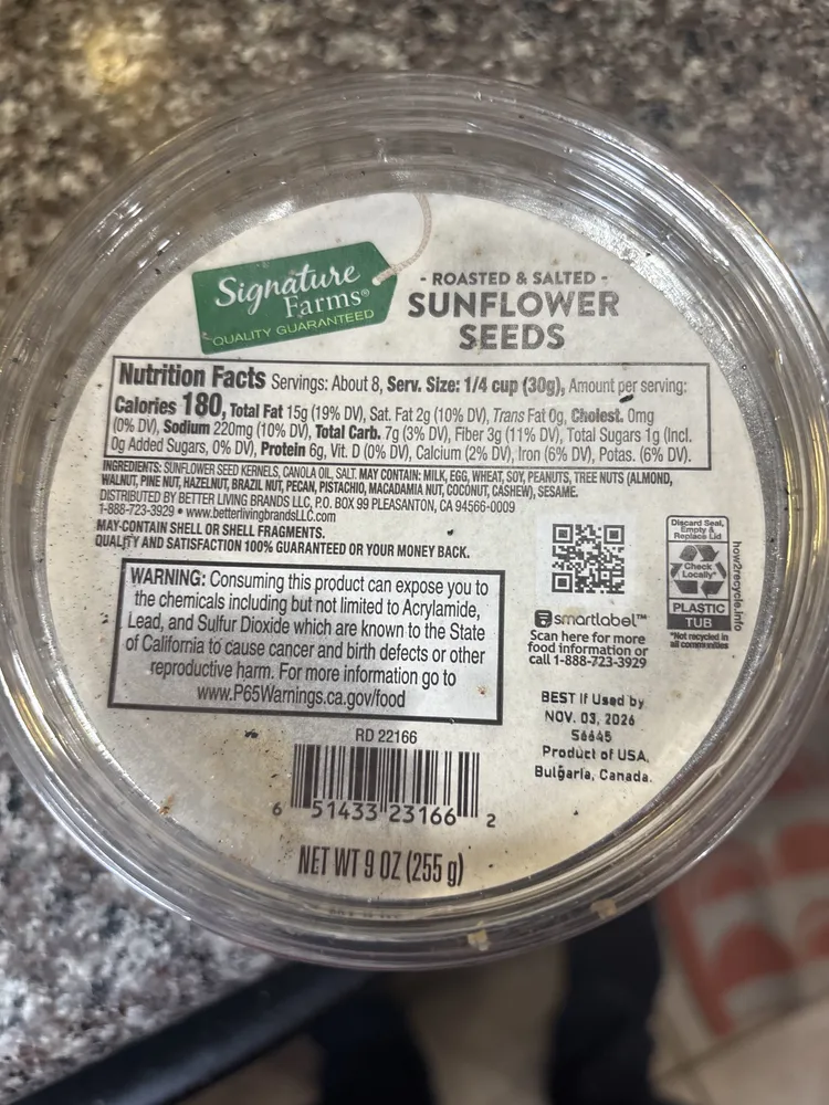 Roasted & salted sunflower seeds