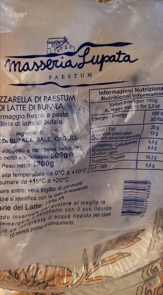 Mozzarella di paestum di latte di bufala
