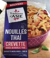 Nouilles Thai crevette sauce au basilic Thaï