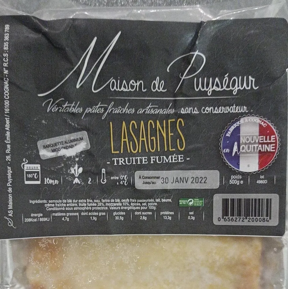 Lasagnes Truite Fumée