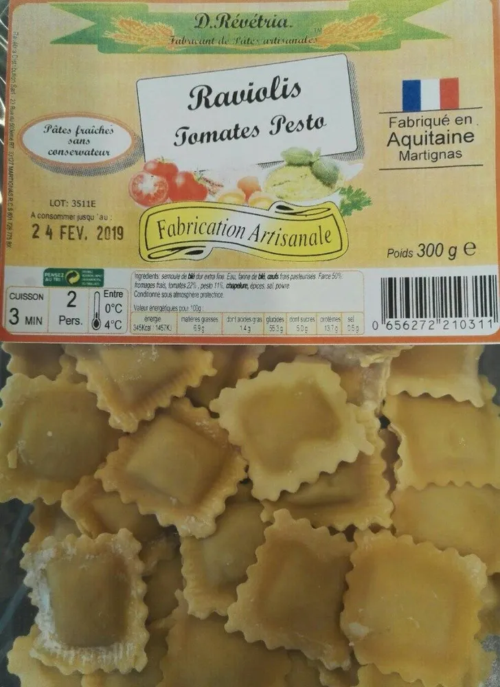 Raviolis tomates pesto