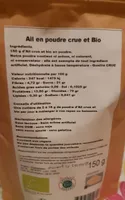 Ail en poudre crue et bio