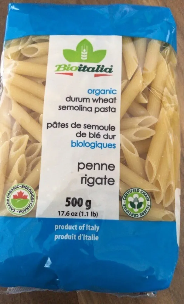 Organic durum wheat semolia pasta