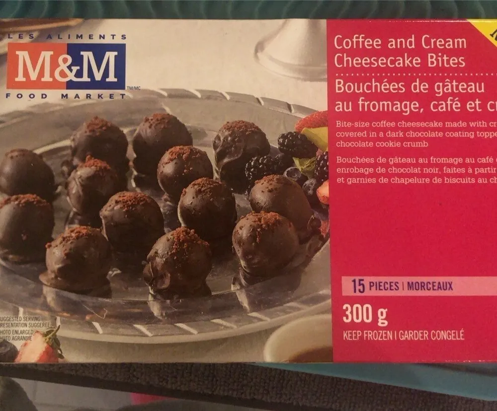 Coffee and cream cheesecake bites