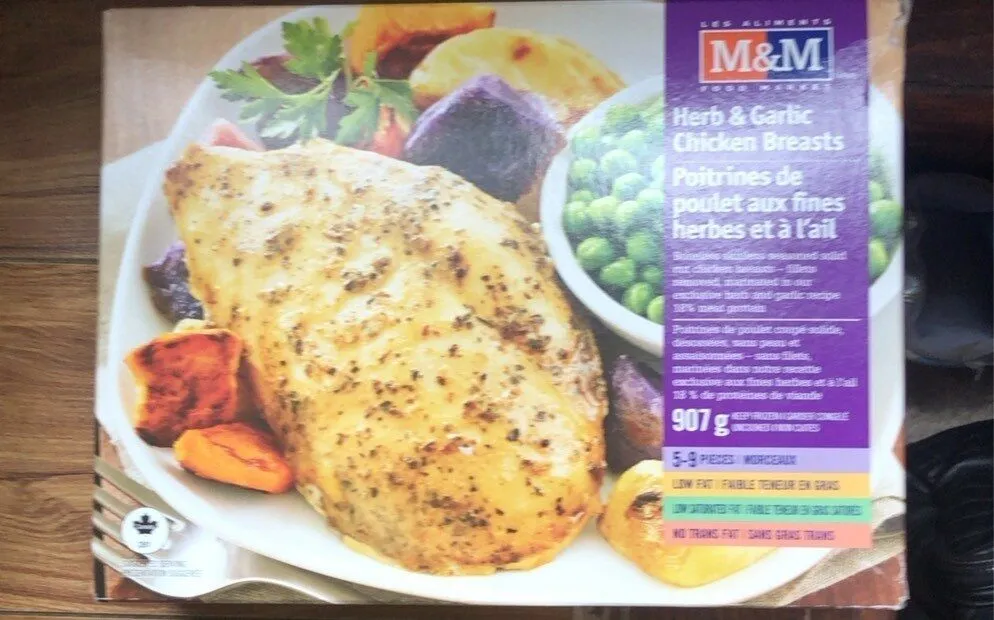 Poitrines de poulet fines herbes et ail