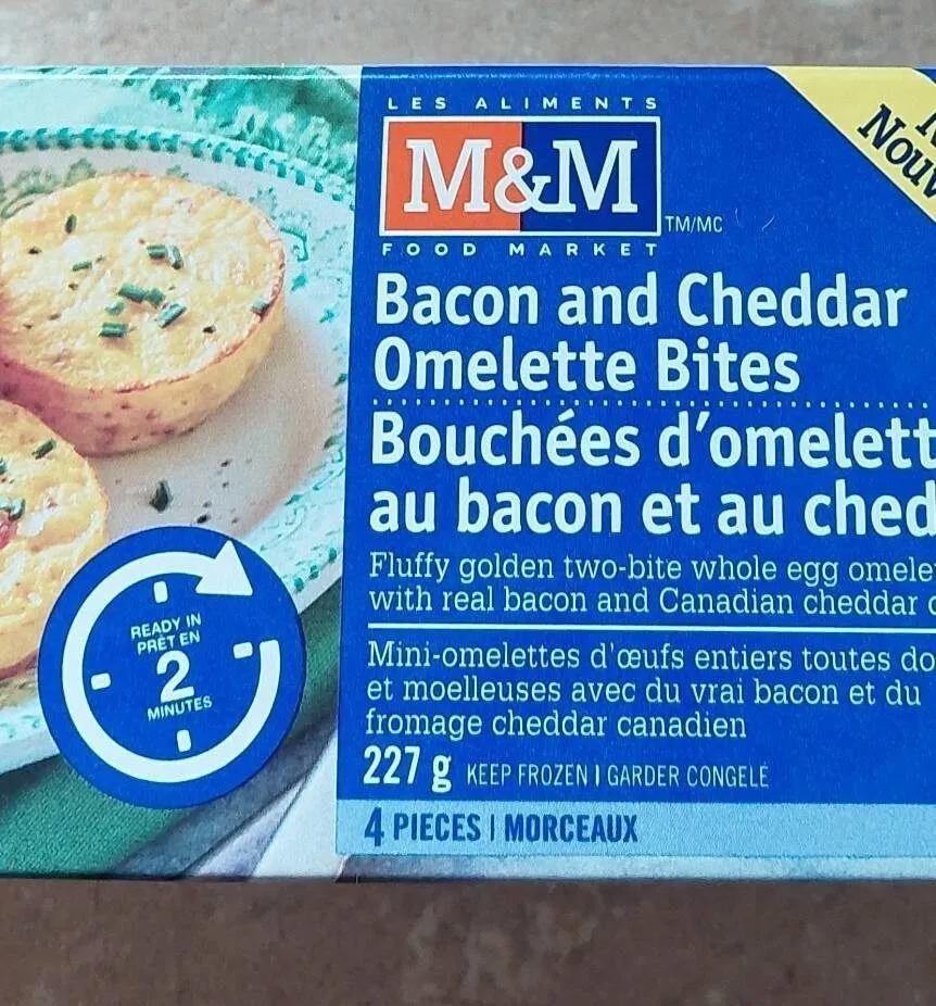 Bouchées d'omelette au bacon et cheddar