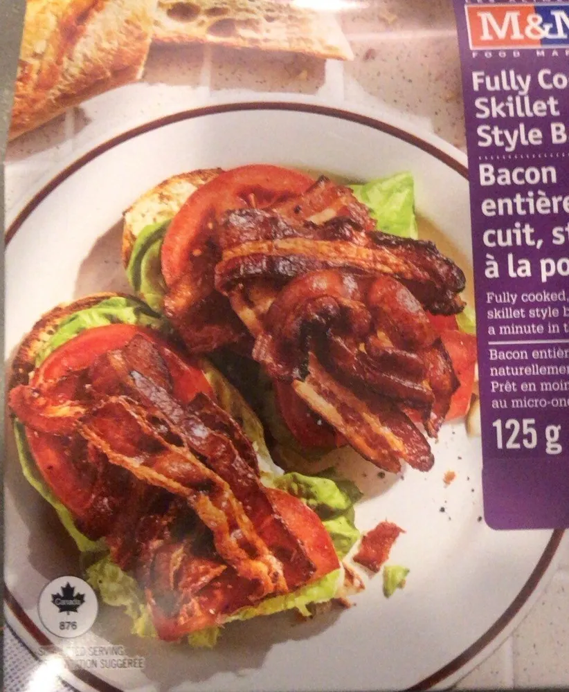 Bacon entierement cuit, style à la poêle