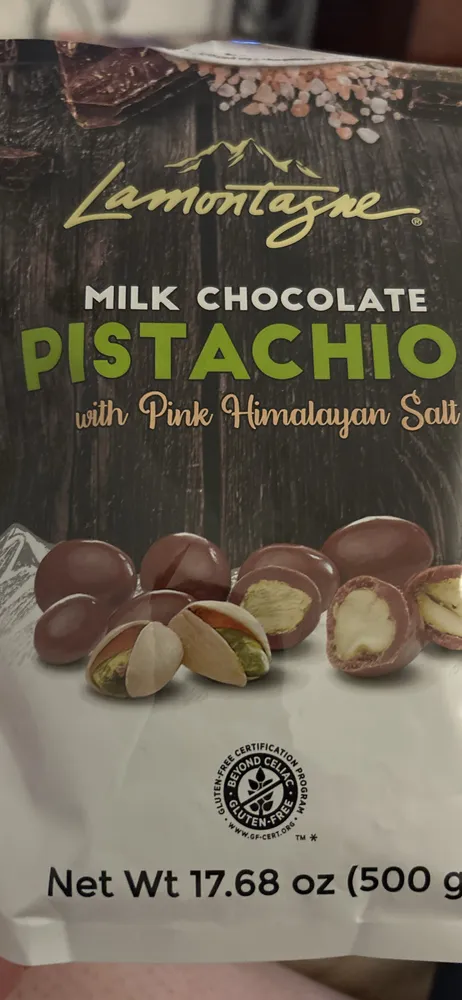 Milk Chocolate Pistachios with Pink Himalayan Salt