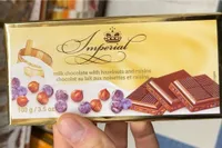 Chocolat au lait aux noisettes et raisins