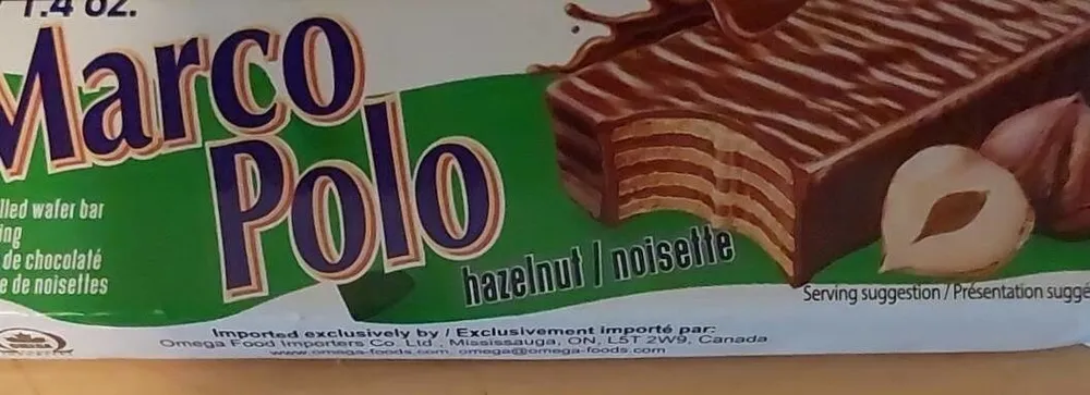 Hazelnut cream filled wafer bar