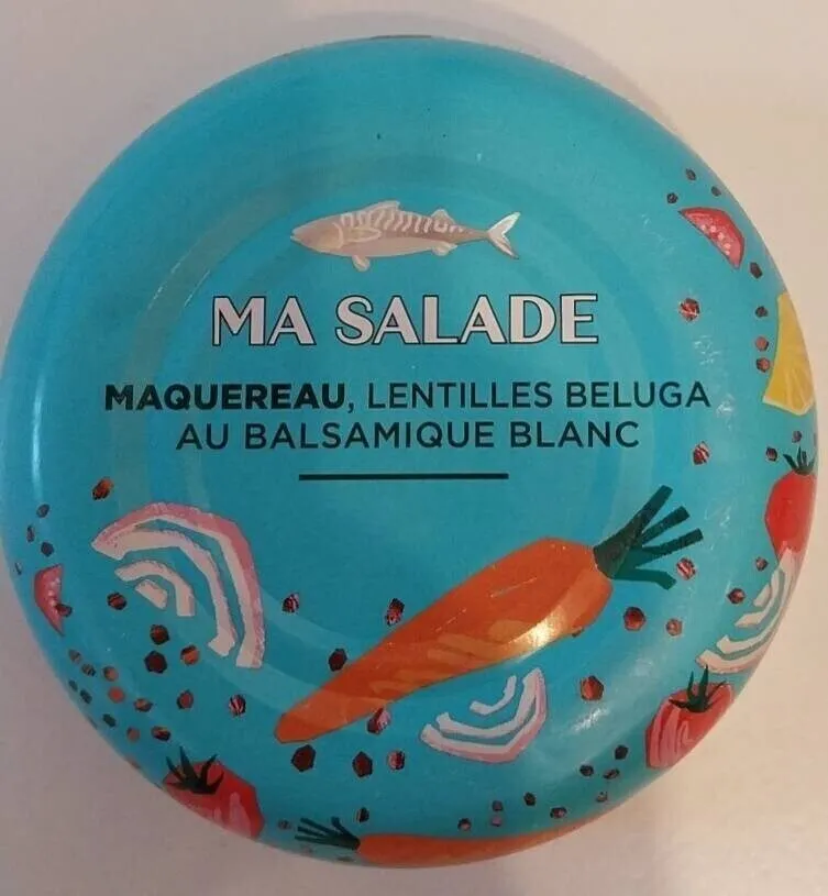 Ma salade maquereau, lentilles béluga au balsamique blanc