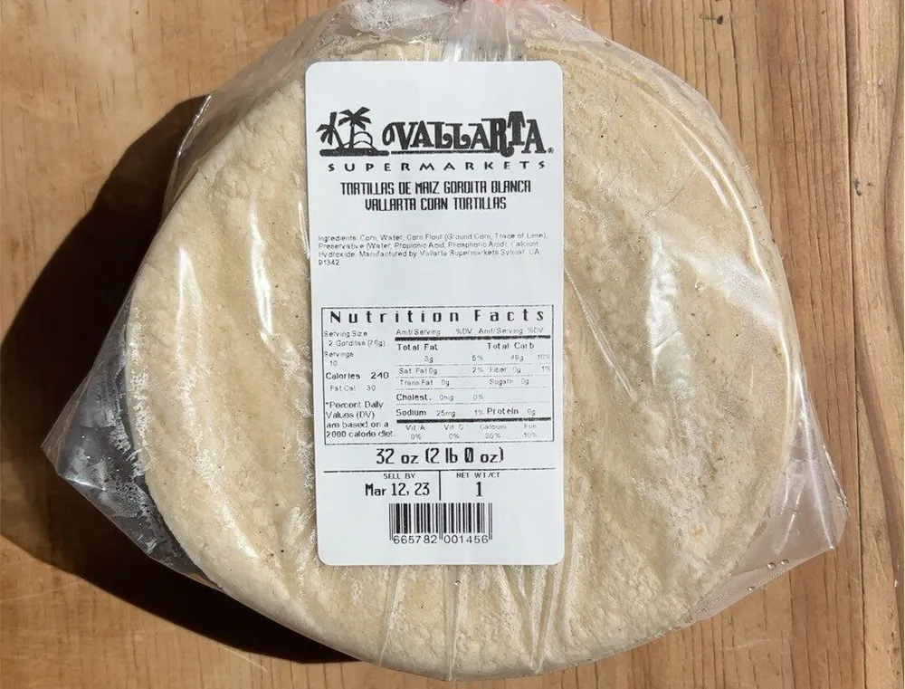 Tortillas de maiz gordita blanca