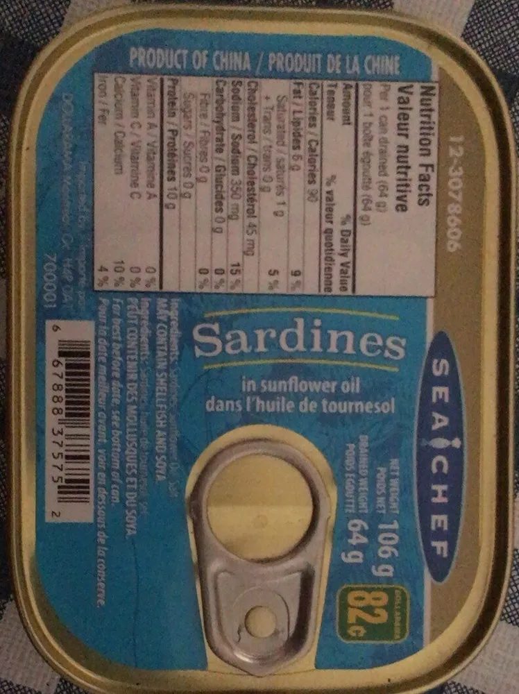 Sardines dans huile de tournesol