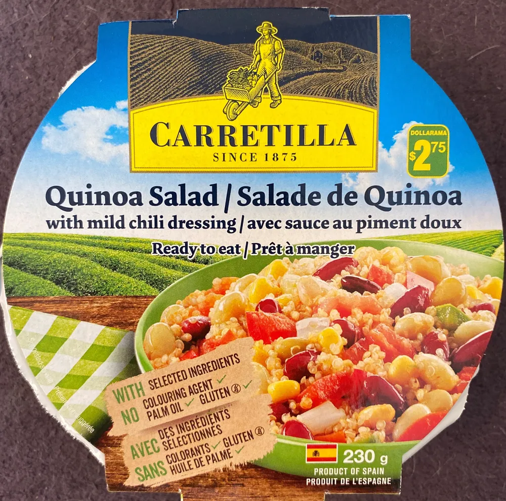 Quinoa salad with mild chilli dressing, ready to eat