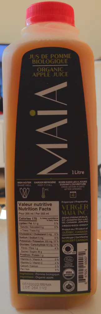 Jus de pomme biologique