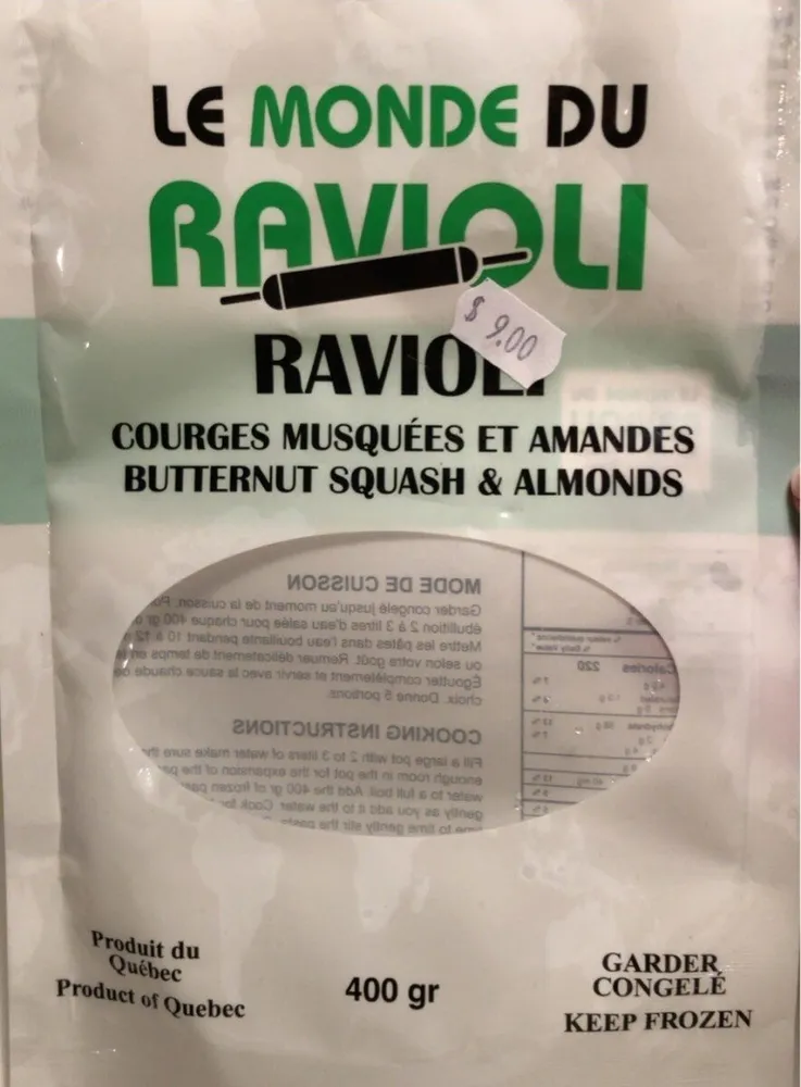Ravioli courges musquees et amandes