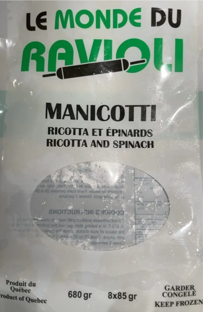 Manicotti Ricotta et Épinards