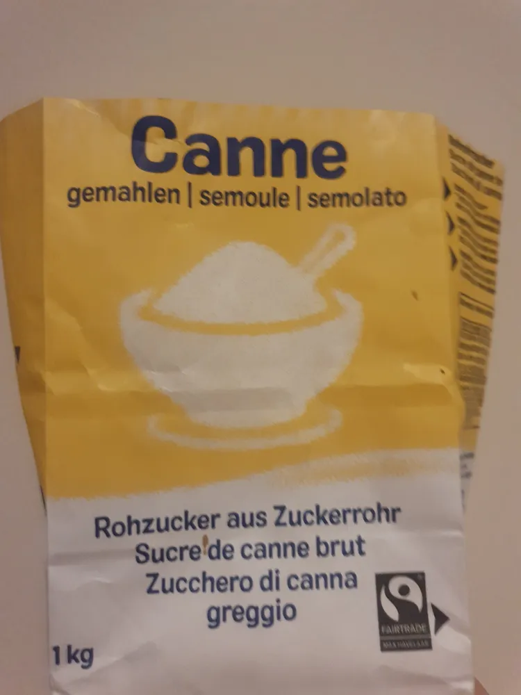 Canne gemahlen | semoule | semolato Rohzucker aus Zuckerrohr | Sucre de canne brut | Zucchero di canna greggio
