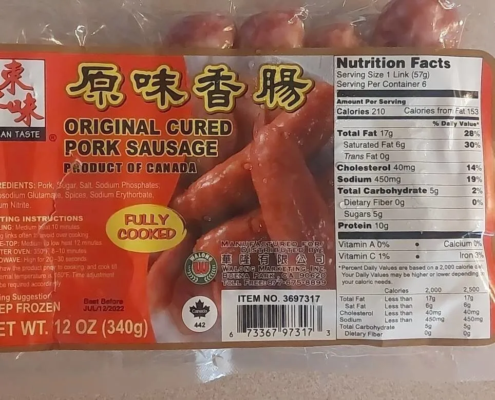 Original cured pork sausage