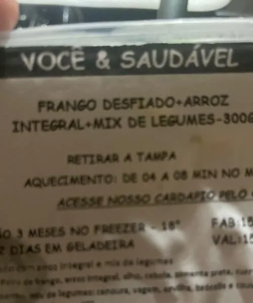 Frango Desfiado, Arroz, Legumes
