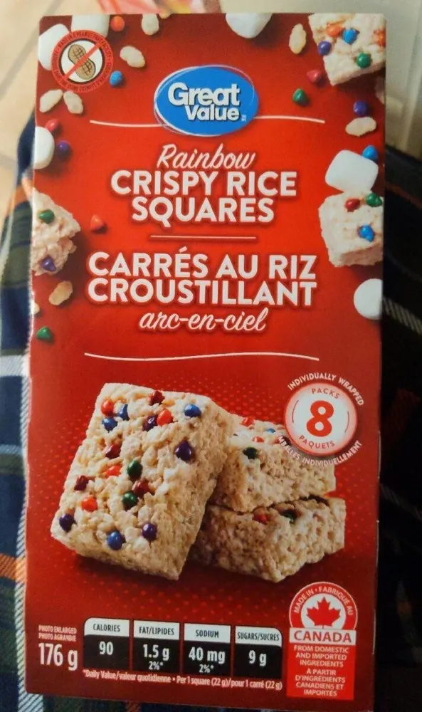 Carrés au riz croustillant arc-en-ciel
