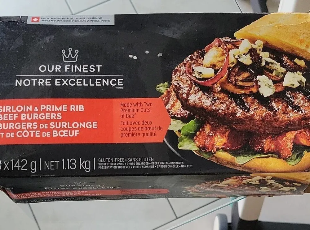 Sirloin and prime rib beef burgers