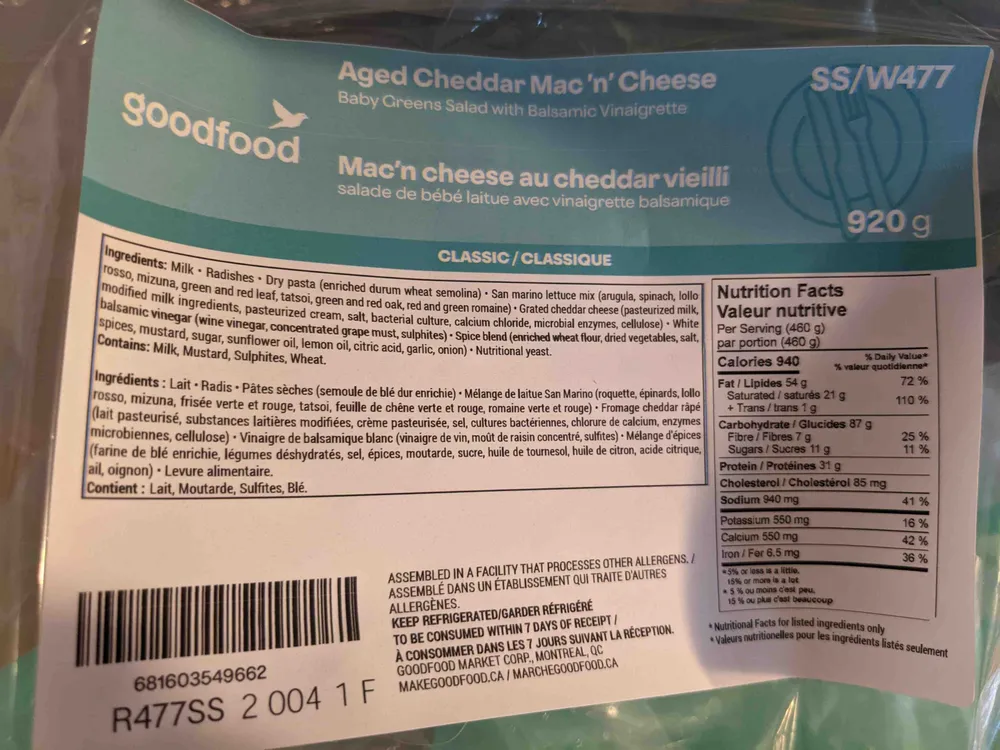 Mac'n Cheese au cheddar vieilli