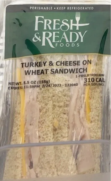 Turkey & Cheese on Wheat Sandwich