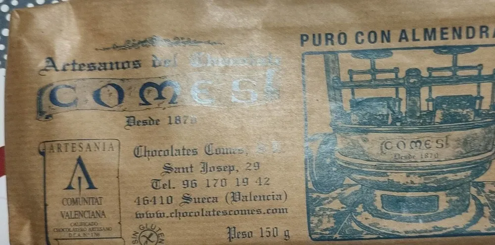 Chocolate puro extrafino con almendras