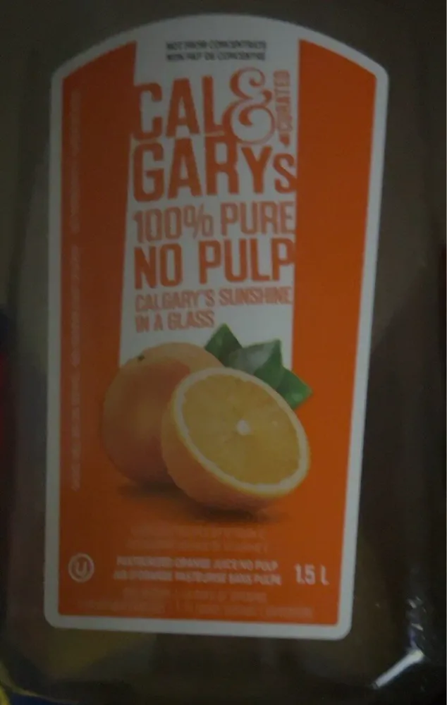 Cal &gary’s 100% pure no pulp Calgary’s sunshine in a glass