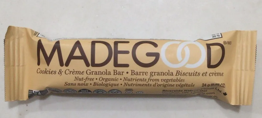 Made good cookies and creme granola bar